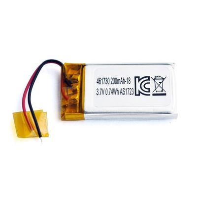 UN38.3 200mAh 3.7 V Lithium Polymer Battery Pack PL461730