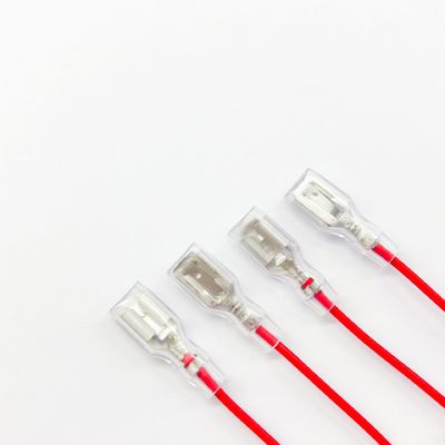 Custom 2.8mm 4.8mm and 6.3mm Female Spade Crimp Terminal with Electrical Insulating Sleeve and Wire Harness