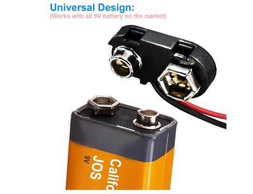 9V Battery Connector, T-Type 9 Volt Buckle Connector Hard Plastic Shell Used in Student Experiment,or Other Equipment with Battery