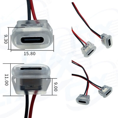 TYPE C 2-pin Transparent Direct Pressure Injection Tape Lamp Waterproof Base Wire Harness
