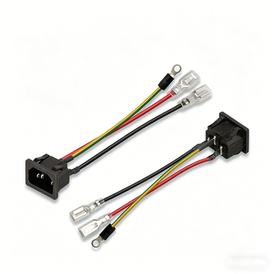 AC Power Socket Connection Electrical Harness — 6.3mm Spade Terminals, 3-Pin IEC-Style Connector — High-Temperature Terminal Wire for Electrical Equipment