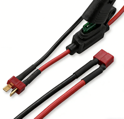 Harness Cable Assembly T Plug Adapter Male Female Connector with 14AWG 5CM Silicone Wire And Fuse for RC Car Drone Boat Lipo Li-ion Battery