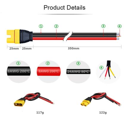 OEM ODM Wiring Solutions Amass AS150U Male Female Connector with Signal Pin And 8AWG Short Silicone Wire China Cable Harness Manufacturers Produce Custom Drone Wiring Harnesses