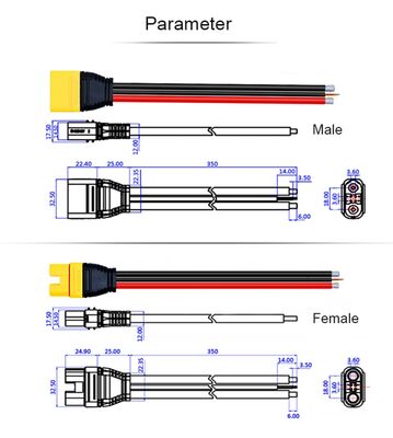 OEM ODM Wiring Solutions Amass AS150U Male Female Connector with Signal Pin And 8AWG Short Silicone Wire China Cable Harness Manufacturers Produce Custom Drone Wiring Harnesses