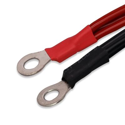 Custom Cold Pressed  Black Red Crimping Terminal Ring Electric Industrial Cable Assembly, Grounding Wire Harness