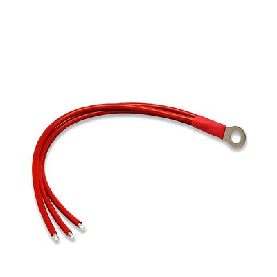Custom Cold Pressed  Black Red Crimping Terminal Ring Electric Industrial Cable Assembly, Grounding Wire Harness