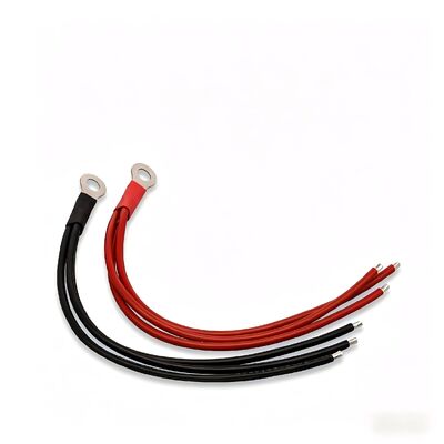 Custom Cold Pressed  Black Red Crimping Terminal Ring Electric Industrial Cable Assembly, Grounding Wire Harness