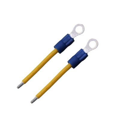 Custom-Manufactured Wire Harness with Ring-to-U-Fork Cold-Pressed Terminal Wire — 0.75 mm² Yellow-Insulated Green Grounding Cable Assembly (RV1.25-4S Terminal)