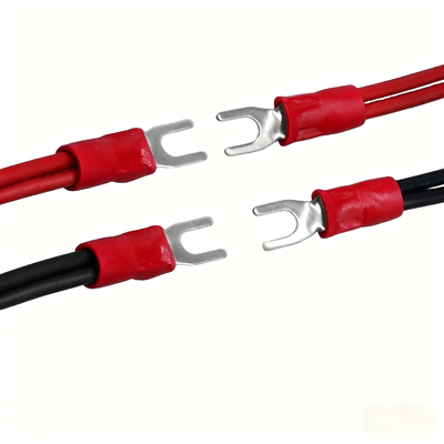 Custom Terminal Wire Harness | 2-pin Power Cable Assembly with Fork Terminals for Power and Signal Transmission  | Made in China Factory