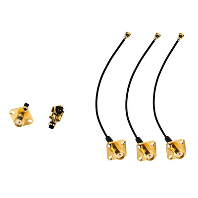 Precision Terminal Wire Assembly | Custom RG1.13 RF Coaxial Cable, IPEX/U.FL Female to SMA Female 4-Hole Flange Connector for Drone Antenna Wiring Harness | ROHS Compliant Made in China