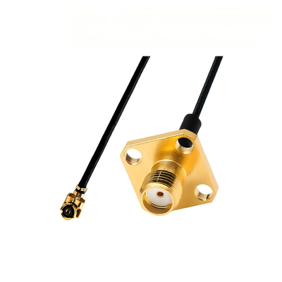 Precision Terminal Wire Assembly | Custom RG1.13 RF Coaxial Cable, IPEX/U.FL Female to SMA Female 4-Hole Flange Connector for Drone Antenna Wiring Harness | ROHS Compliant Made in China