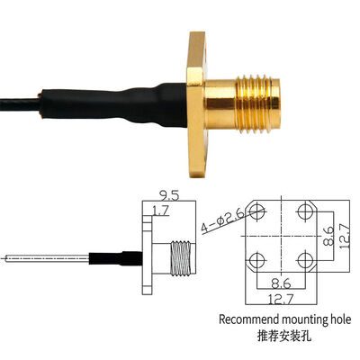 Precision Terminal Wire Assembly | Custom RG1.13 RF Coaxial Cable, IPEX/U.FL Female to SMA Female 4-Hole Flange Connector for Drone Antenna Wiring Harness | ROHS Compliant Made in China