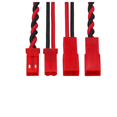 China Custom Cable Assembly Manufacturer | Custom 2.54mm 2Pin Twisted Pair Cable, Red Straight Dupont to Angled Dupont Connector Wire Harness for Meteorological Drone