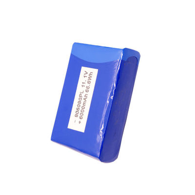High Capacity Lithium Polymer Battery | Short Circuit Protection 6000mAh 11.1 V Lipo Battery Pack for Outdoor LED Strips | CE Compliant Made in China