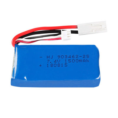 IEC62133 Certified | Rechargeable Lithium Polymer Battery | 7.4 Volt 2S 1500mAh 11.1Wh Li Polymer Battery Pack for Small RC Models | China Manufacturing Factory