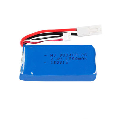 IEC62133 Certified | Rechargeable Lithium Polymer Battery | 7.4 Volt 2S 1500mAh 11.1Wh Li Polymer Battery Pack for Small RC Models | China Manufacturing Factory