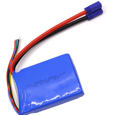 Rechargeable Lithium Polymer Battery | 40C High Power 14.8V 1800mAh Lithium Polymer Battery Pack for High-power Robotics | UN38.3 Compliant Made in China