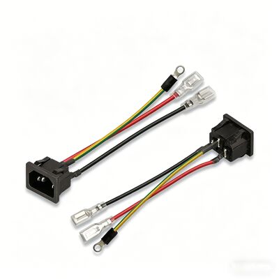 AC Power Socket Connection Electrical Harness — 6.3mm Spade Terminals, 3-Pin IEC-Style Connector — High-Temperature Terminal Wire for Electrical Equipment