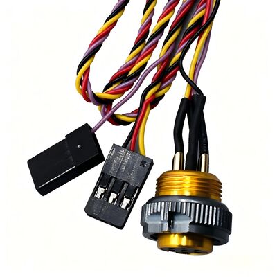 OEM Custom Wiring Harness | High Quality JR Servo Connector Cable with PC7 Panel Mount Plug | 4-Core Anti-Interference Twisted Wire for RC Models or Industrial Automation | China Factory