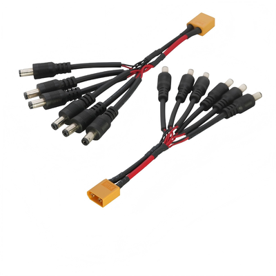 XT60 to DC 5.5x2.1mm 1-to-6 Parallel Charging Cable Assembly for RC Accessories | Custom Wire Harness Manufacturer | ROHS Compliant Made in China